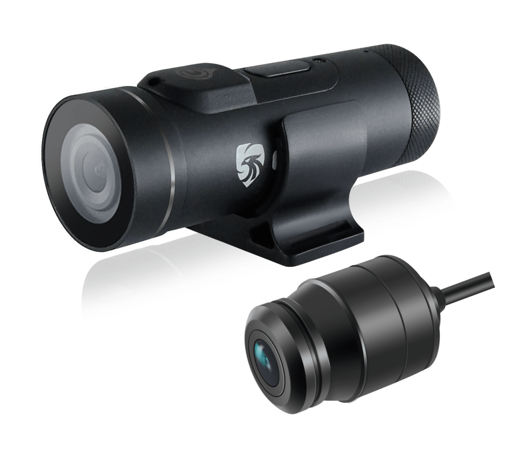 Pernis ME101WG + MRC-50 motorcycle dash cam system featuring dual 1080P cameras with Sony STARVIS IMX307 sensors, 140° wide-angle lenses, IP67 waterproof rating, built-in GPS, Wi-Fi connectivity via MyCAM app, and handheld DV recording mode.